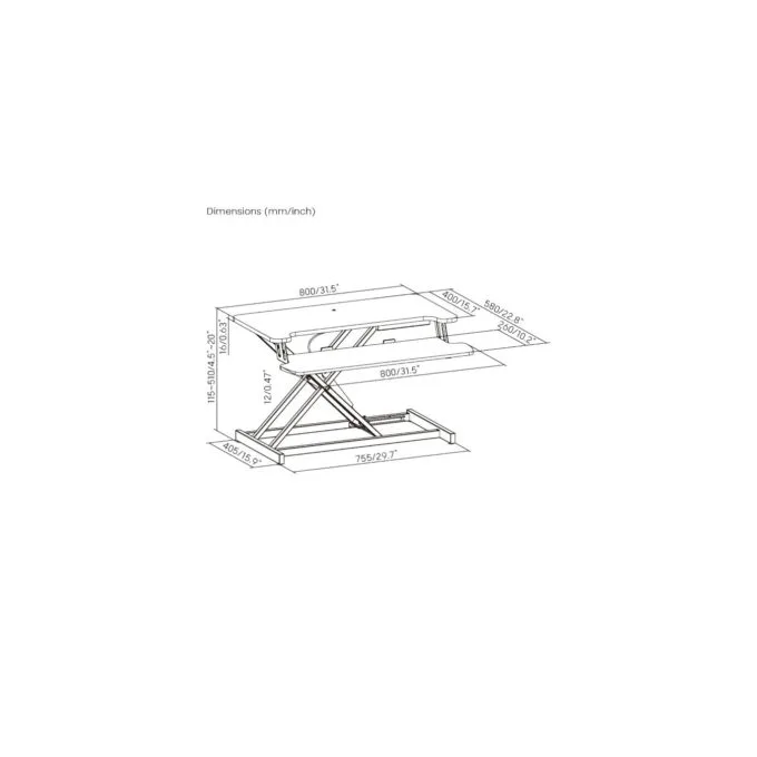 Brateck Desk Converter Sit Stand Gas Spring - DWS37-01 - 11-51cm — image 5