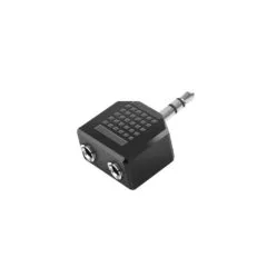 CA1002 AUDIO ADAPTER, 3.5 mm 3-Pin M to 2x 3.5 mm 3-Pin F, BLACK LOGILINK