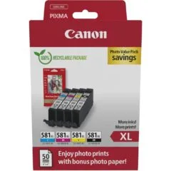 Canon Ink CLI-581XL - 2052C004 - 4-pack (BKMCY) + Photo Paper