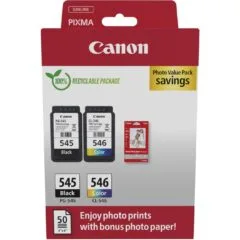Canon Ink PG-545 CL-546 2-pack Multipack (BK Color) incl. Photo Paper - 8287B008 - 2-pack Multipack (BK Color) incl. Photo Paper