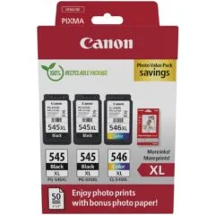 Canon Ink PG-545XL CL-546XL - 8286B015 - 3-pack (2x BK Color) incl. Photo Paper
