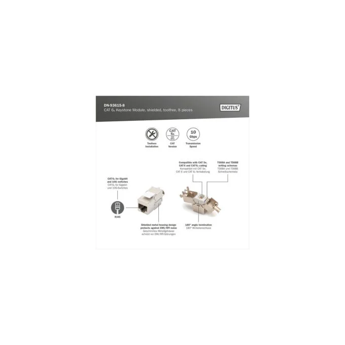 CAT 6A Keystone module shielded tool-free 8 pieces - keystone module — image 11