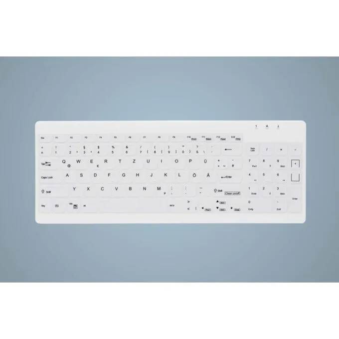 CHERRY AKTIVE KEY Hygiene Compact Ultraflat Keyboard with Nu - AK-C7012 - White, 95-key, Scissor switch, IP68 — image 1