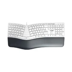 CHERRY KC 4500 ERGO - Corded USB Ergonomic Curved Keyboard, QWERTZ German, 109 Keys, White/Grey