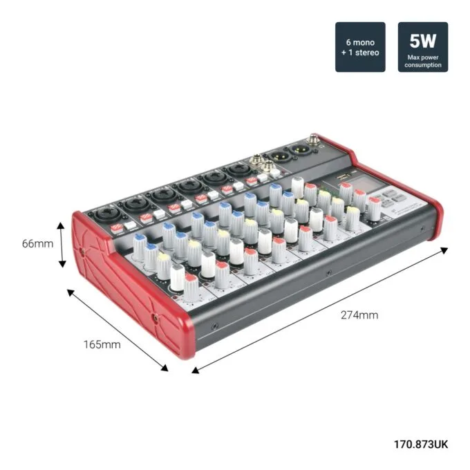 Citronic CSM-8 Mixer - 170.873UK - 8ch USB BT Play-Rec — image 3