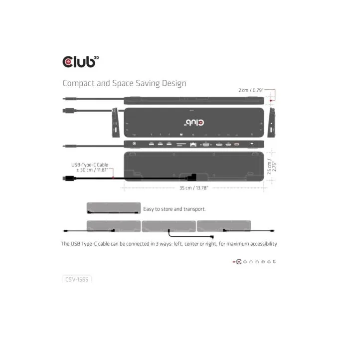 Club3D 4K ChargingDock USB-C - to 5xUSB3 DP HDMI VGA LAN 100W — image 2