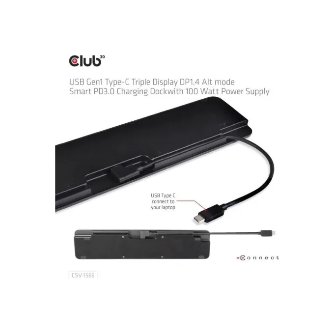 Club3D 4K ChargingDock USB-C - to 5xUSB3 DP HDMI VGA LAN 100W — image 4