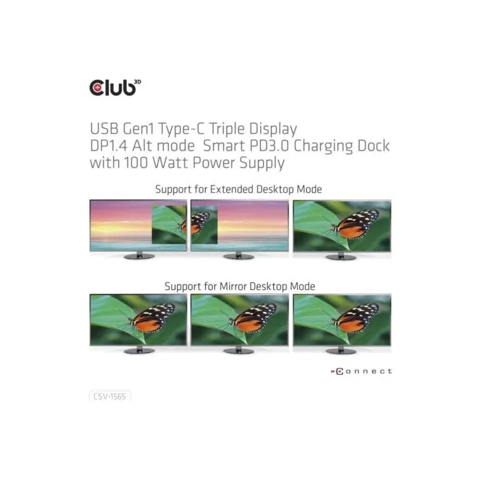 Club3D 4K ChargingDock USB-C - to 5xUSB3 DP HDMI VGA LAN 100W — image 6