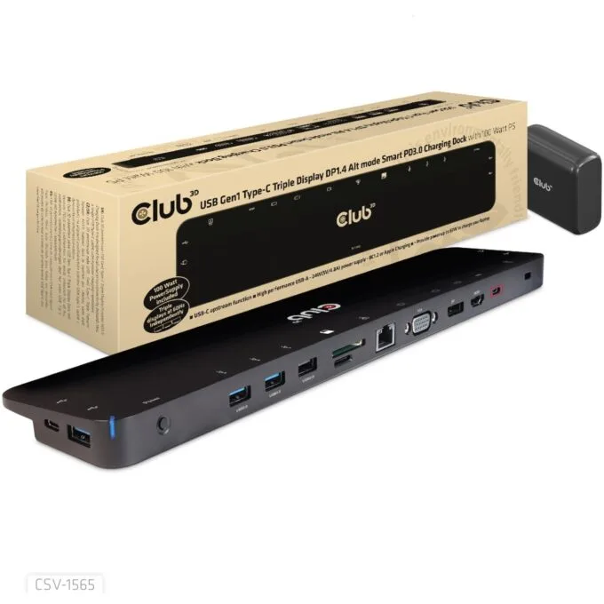 Club3D 4K ChargingDock USB-C - to 5xUSB3 DP HDMI VGA LAN 100W — image 1