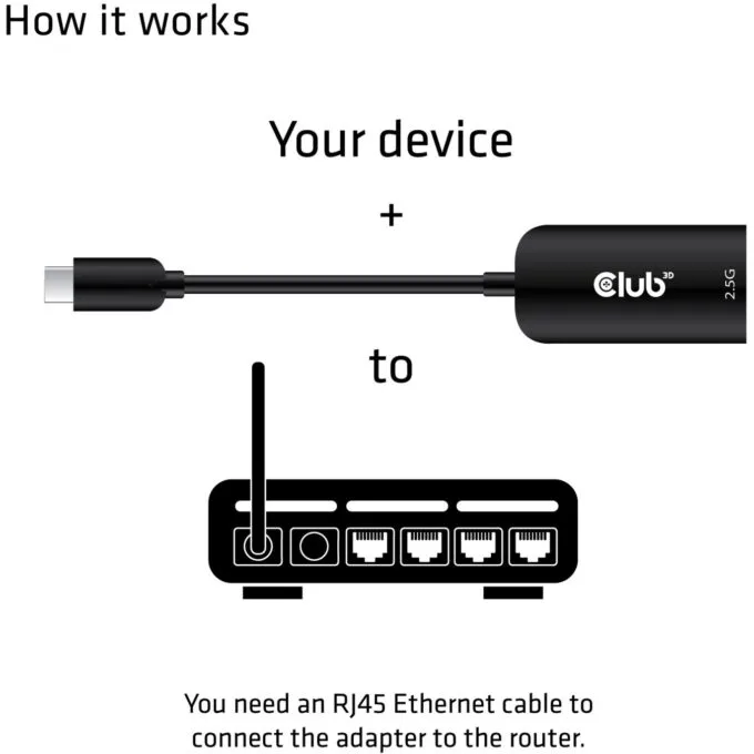 Club3D Adapter - USB 3.2 Type C to RJ45 2.5Gb St Bu — image 3