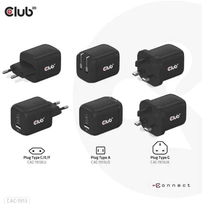 Club3D Charger - 2x USB-C, 1x USB-A, PD 65W, GaN, Retail — image 8