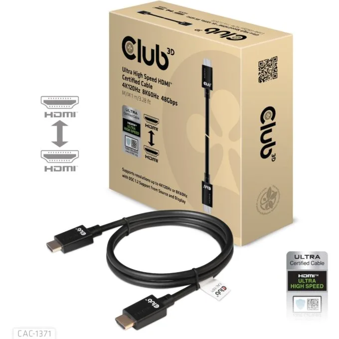 Club3D HDMI Cable A to A - 2.1 Ultra High Speed 10K HDR - 1 m — image 1