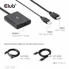 Club3D HDMI + MicroUSB to DP Adapter - 4K120Hz - active