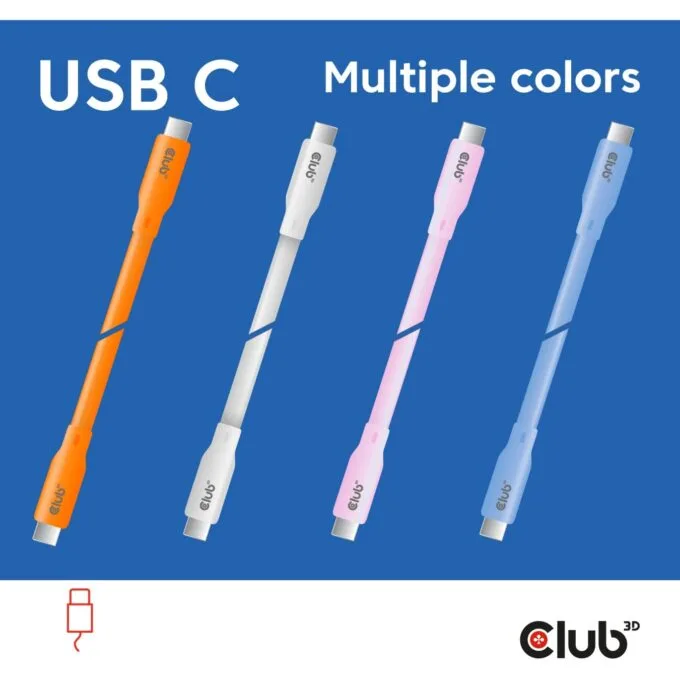 Club3D Lifestyle USB-C Cable - PD 240W.20Gbps 2m Pink St St — image 2