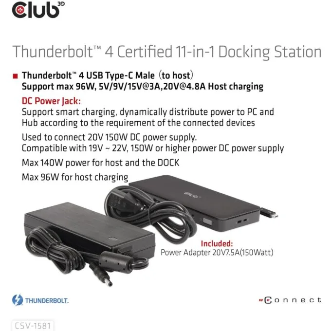 Club3D Thunderbolt4 Docking Station - 11-in-1, 2 Displays — image 5