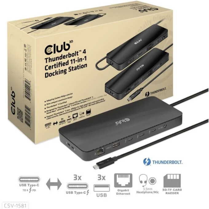 Club3D Thunderbolt4 Docking Station - 11-in-1, 2 Displays — image 13