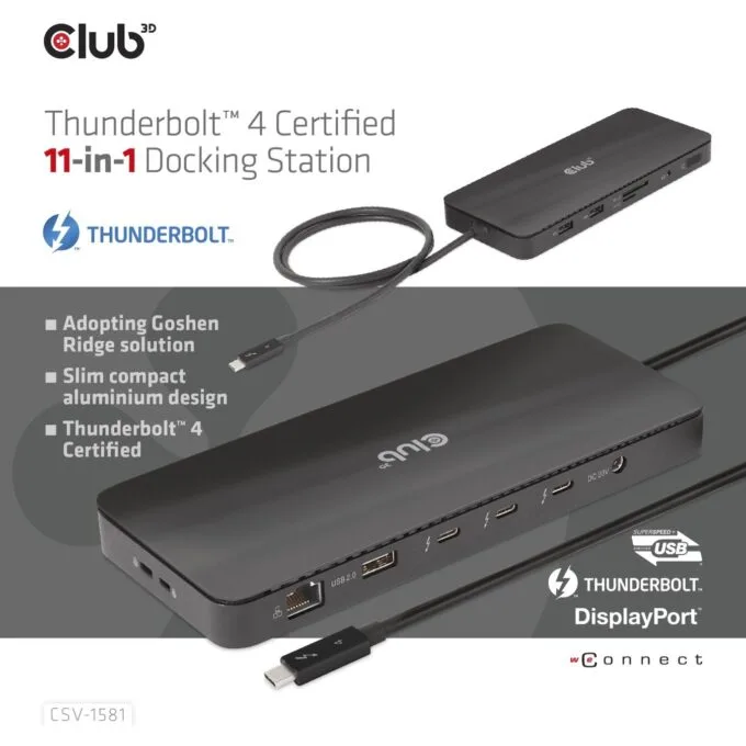 Club3D Thunderbolt4 Docking Station - 11-in-1, 2 Displays — image 14
