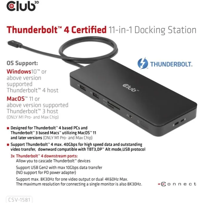 Club3D Thunderbolt4 Docking Station - 11-in-1, 2 Displays — image 15