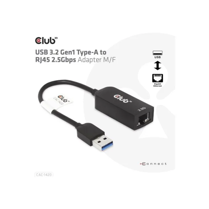 Club3D USB 3.2 Type A to RJ45 2.5Gb Adapter - USB 3.2 Type A to RJ45 2.5Gb — image 4
