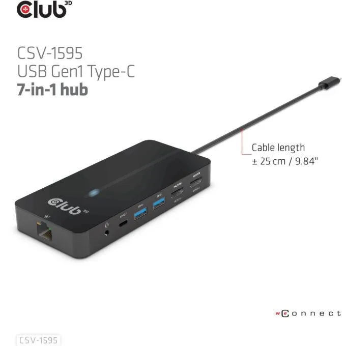 Club3D USB-C 7in1-HUB - to 2xHDMI 2xUSB USB-C LAN 4K60Hz PD100W — image 11