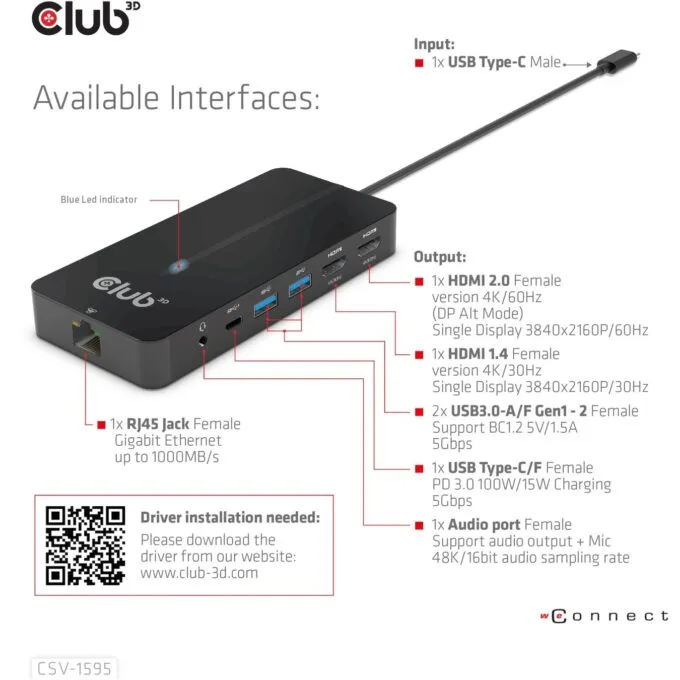 Club3D USB-C 7in1-HUB - to 2xHDMI 2xUSB USB-C LAN 4K60Hz PD100W — image 8