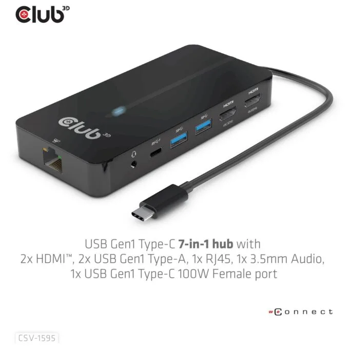 Club3D USB-C 7in1-HUB - to 2xHDMI 2xUSB USB-C LAN 4K60Hz PD100W — image 10