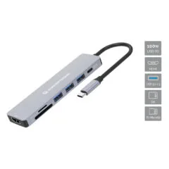 CONCEPTRONIC 7-1 Dock USB-C- to HDMI 3xUSB-A SD TF + 25cm gr