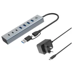 CONCEPTRONIC 7-Port Hub USB-A3.0 -C Adap.- to 4xA3.0+m.Netz. gr