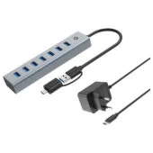 CONCEPTRONIC 7-Port Hub USB-A3.0 -C Adap.- to 7xA3.0 m.Netz. gr