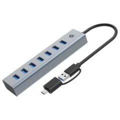 CONCEPTRONIC 7-Port Hub USB-A3.0 -C Adap.- to 7xA3.0 o.Netz. gr