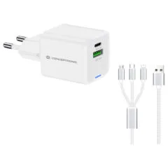 CONCEPTRONIC Ladegerät 2Port GaN 3-in-1 33WPD3.0 PPS ws