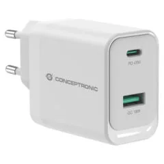 CONCEPTRONIC Ladegerät 2Port GaN USB-C -A 45WPD3.0 PPS ws