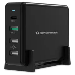 CONCEPTRONIC Ladegerät 4Port 3xUSB-A 1xC Desk 65WPD3.0 sw