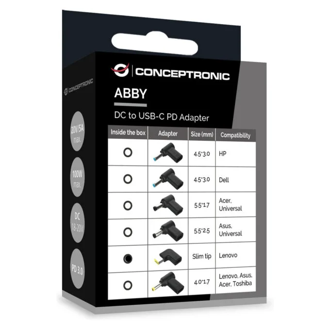CONCEPTRONIC USB-C PD100W- to Len. Uni.5.5x2.5mm Adap.18-20V sw — image 4