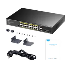 Cudy Switch PoE Gigabit 16PoE + 2GbE + 2SFP Uplink 200W - GS1018PS2 - 16PoE + 2GbE + 2SFP Uplink 200W