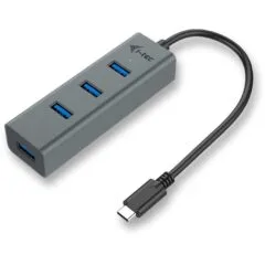 D I-TEC USB-C METAL 4-PORT HUB - USB-C Upstream, Aluminum Body