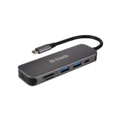D-Link 5-in-1 USB-C Hub - DUB-2325E - Grey, SD & microSD Card Reader, 2x USB-A & 1x USB-C