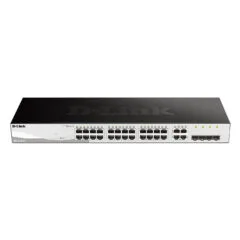 D-Link DGS-1210-28 - 28-Port L2/L2+ Smart Managed Gigabit Switch, Black, 1U Rackmount, 56Gbps