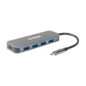 D-Link USB-C Hub - DUB-2340 - 4x USB 3.0, 1x USB-C, 60W Power Delivery, Grey
