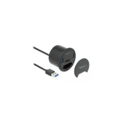 Delock 2-Port USB-A Hub with SD/microSD Card Reader - USB 3.0 Desk Dock