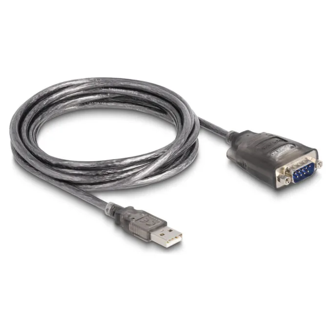 Delock Adapter USB 2.0 Typ-A zu 1 x Seriell RS-232 D-Sub 9 Pin Stecker mit Muttern mit 3 x LED 3 m — image 2