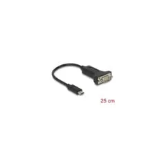 Delock Adapter USB Type-CTM zu 1 x Seriell RS-232 D-Sub 9 Pin Stecker mit Muttern 25 cm
