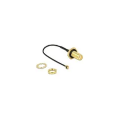 DELOCK Antennenkabel SMA Buchse zum Einbau to MHF U.FL-LP-068 kompatibler Stecker 100mm 1.13 Gewindelnge 10mm spritzwa...