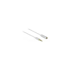 Delock Audio Verlängerungskabel Klinke 3.5 mm 4 Pin Stecker zu Buchse Ultra Slim 0.5 m weiß