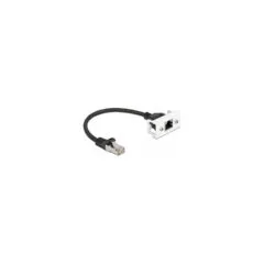 Delock Easy 45 Netzwerk Verlängerungskabel S FTP RJ45 Stecker zu RJ45 Buchse Cat.6A 25 cm schwarz weiß