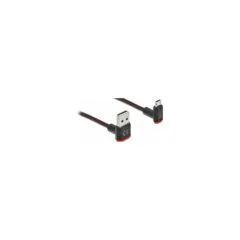 Delock EASY-USB 2.0 Kabel Typ-A Stecker zu EASY-USB Typ Micro-B Stecker gewinkelt oben unten 0.2 m schwarz