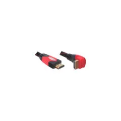 Delock HDMI A-A Cable 5m - Right-angled, Gold-plated, Black/Red