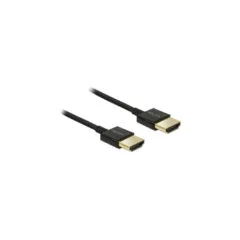 Delock HDMI A-to-A Cable - HDMI 2.0 High Speed with Ethernet, 4K@60Hz, 3D, Gold-plated, Slim, 2.0 m, Black