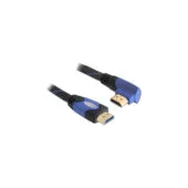 DELOCK HDMI Cable 2m - Angled Left, High Speed HDMI 1.4, Blue Jacket, Gold-Plated Type A