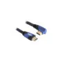DELOCK HDMI Cable 2m - Angled Left, High Speed HDMI 1.4, Blue Jacket, Gold-Plated Type A